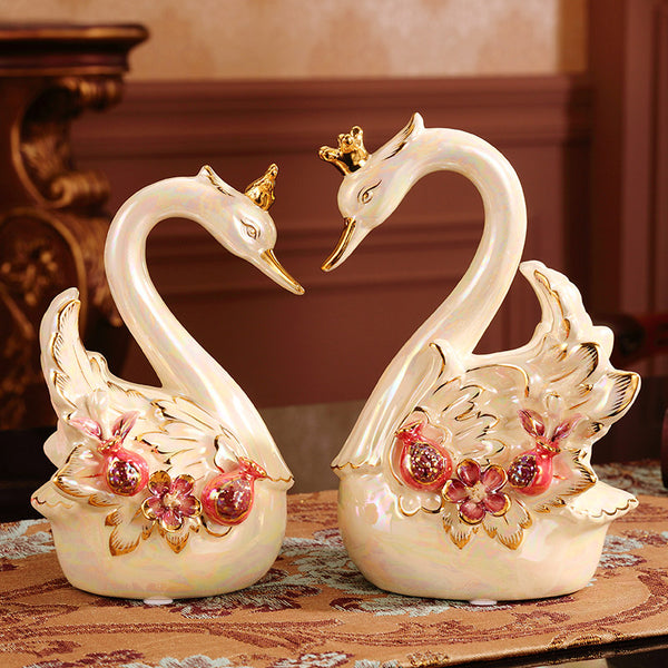 Creative Ceramic Swan Home Decor Cabinet Ornament Perfect As A Wedding Gift