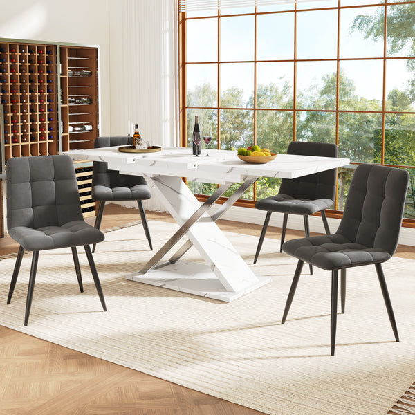 Extendable Dining Table 118-157 X 75 Cm, Kitchen Living Room Table, Side Table, Dining Table With Cross Legs, Minimalist Dining Table