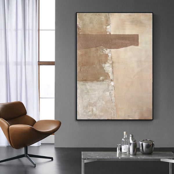 Large Abstract Handmade Painting Brown Texture Medieval Style Abstract Wall Art  Wabi-sabi Modern Home Living Room Decor