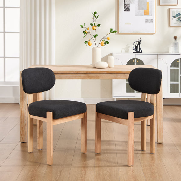 Wooden Dining Chairs Set Of 2, Modern Fabric Upholstered Dining Room Chair Kitchen Chairs, Farmhouse Dinner Chair For Kitchen Dining Room