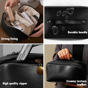 Premium Black Travel Makeup  Toiletry Organizer Pouch With Zipper  Handle (1 Pc)