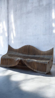 I3 Homes 3D Wavy Design Parametric Wooden Bench