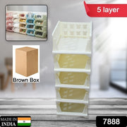 7888 5 Layer Stackable Multifunctional Storagefor Clothes Foldable Drawer Shelf Basket Utility Cart Rack Storage Organizer Cart For Kitchen Pantry Closet Bedroom Bathroom Laundry (5 Layer 1 Pc)