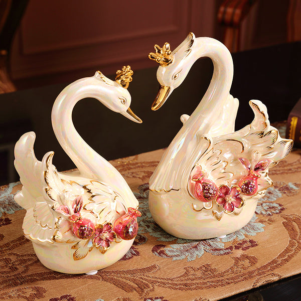 Creative Ceramic Swan Home Decor Cabinet Ornament Perfect As A Wedding Gift