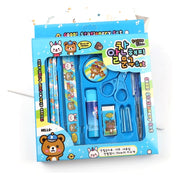 7959 10 Pcs Set Stationary Set Including Pencil Ruler Rubber Pencil Sharpener Glue Ballpoint Pen Scissors Pencil Cover School Office Product Gift