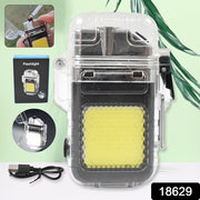 Usb Rechargeable Electric Lighter  3 Modes Cob Flashlight (1 Pc)