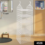 4526 Multipurpose 5 Layer Folding Clothes Storage Rackscloset For Students Wardrobe Shelves Socks Scarf T-shirt Etchanging Organizer Storage Holders  Racks