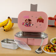Kids Cartoon Lunch Box Set With Stainless-steel Inner Tray (1 Set)