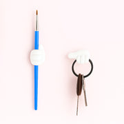 White Multifunctional Multi Functional Hand Shape Wall Clip Hanger Keys Cable Holder