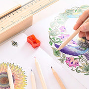 4726 Colorful Wooden Pencil Set With Pencil Box Ruler Sharpener For For Kids Artist Architect